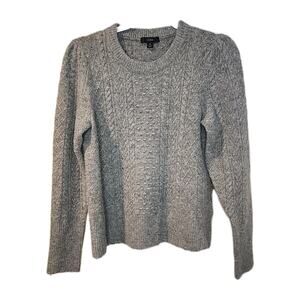 J. Crew Women Sweater Small Gray Cable Knit Long Sleeve Lambs Wool Blend
